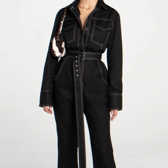 Orseund Iris Black Belted Jumpsuit - Picture 1 of 8